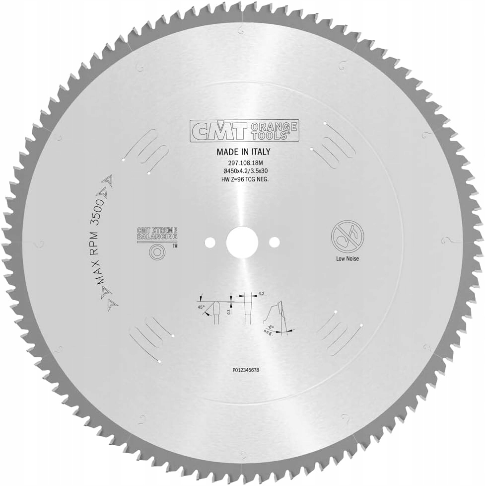 Cmt Pila Hm pro hliník Pvc 450x30x96Z/ -6° Neg