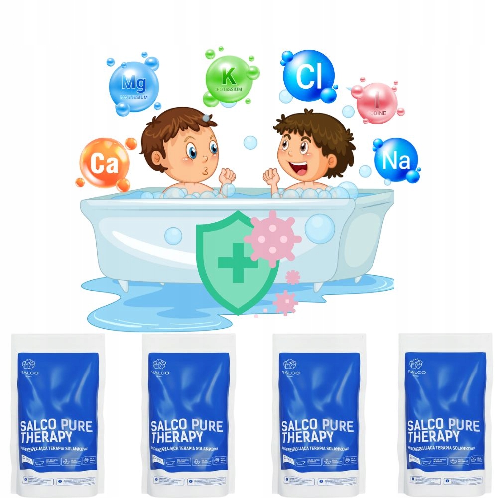 Sůl do koupele Salco Posilujte imunitu – Léčebná kúra pro Děti 4x1 kg