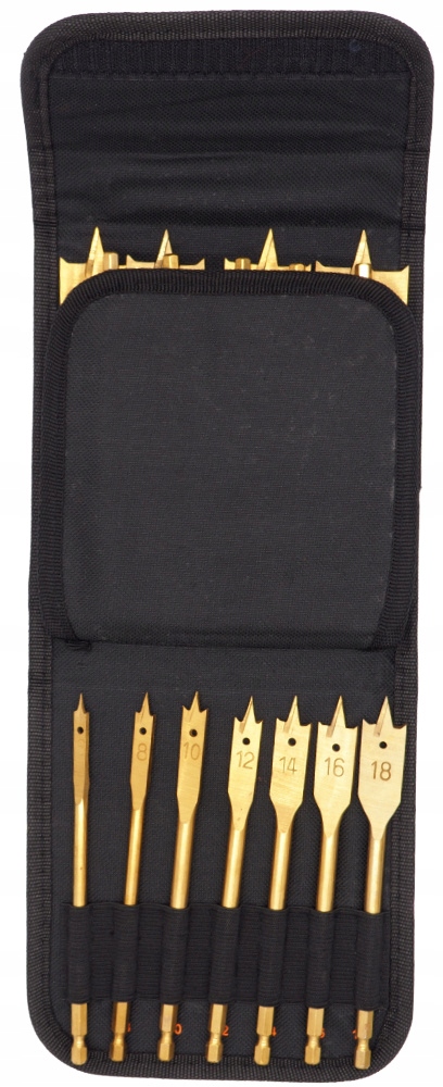 WIERTŁA PŁASKIE PIÓRKOWE ŁOPATKOWE DO DREWNA 16szt Typ mocowania sześciokątny