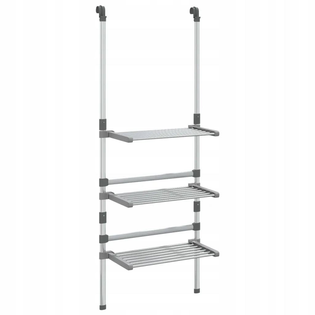 Stříbrný 3-úrovňový sušák na prádlo 50 x 25 x (90-135) cm