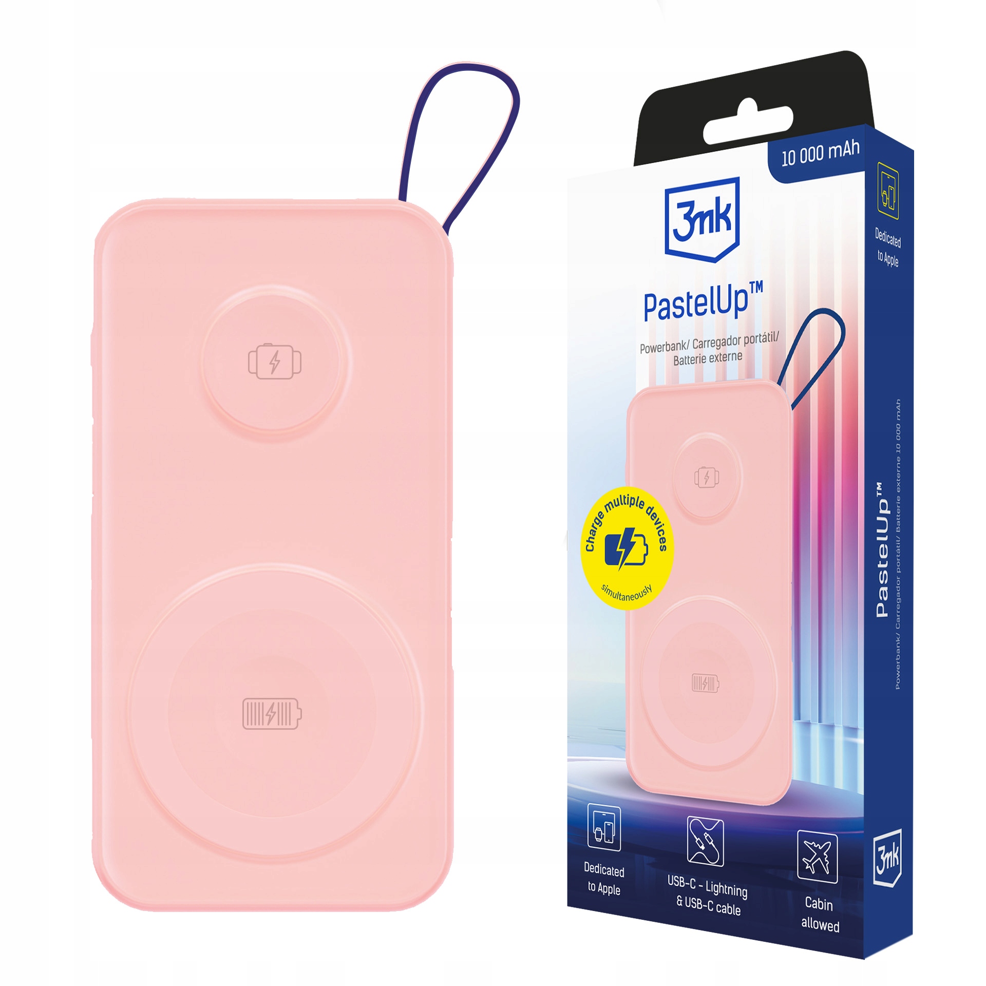 Příslušenství 3mk PastelUp 10 000mAh 22,5W Usb 1A1C Pink