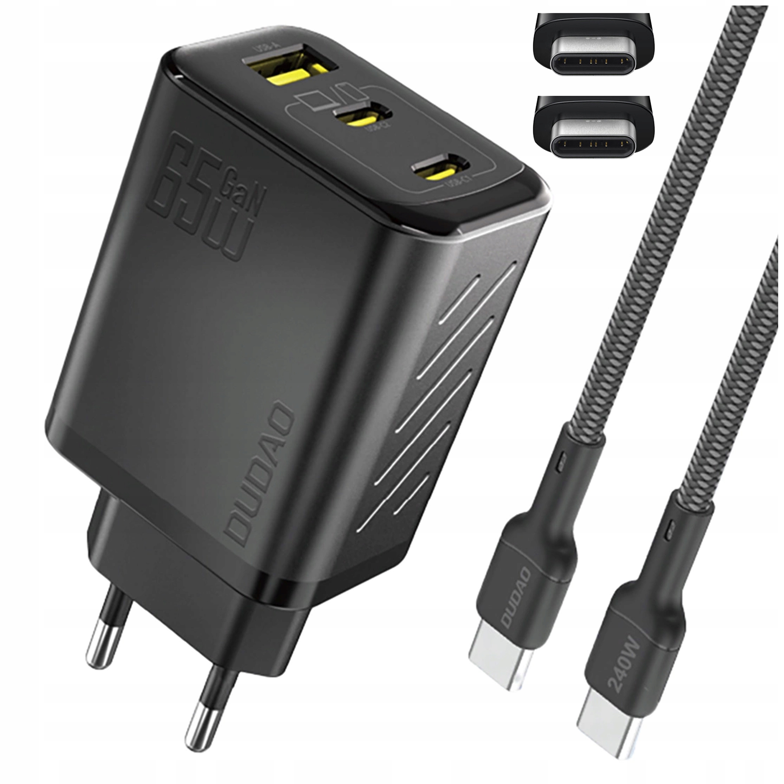 Łładowarka Sieciowa Usb-c Pd 65W Qc GaN Kabel Usb-c 1m Mocna Jakość Dudao