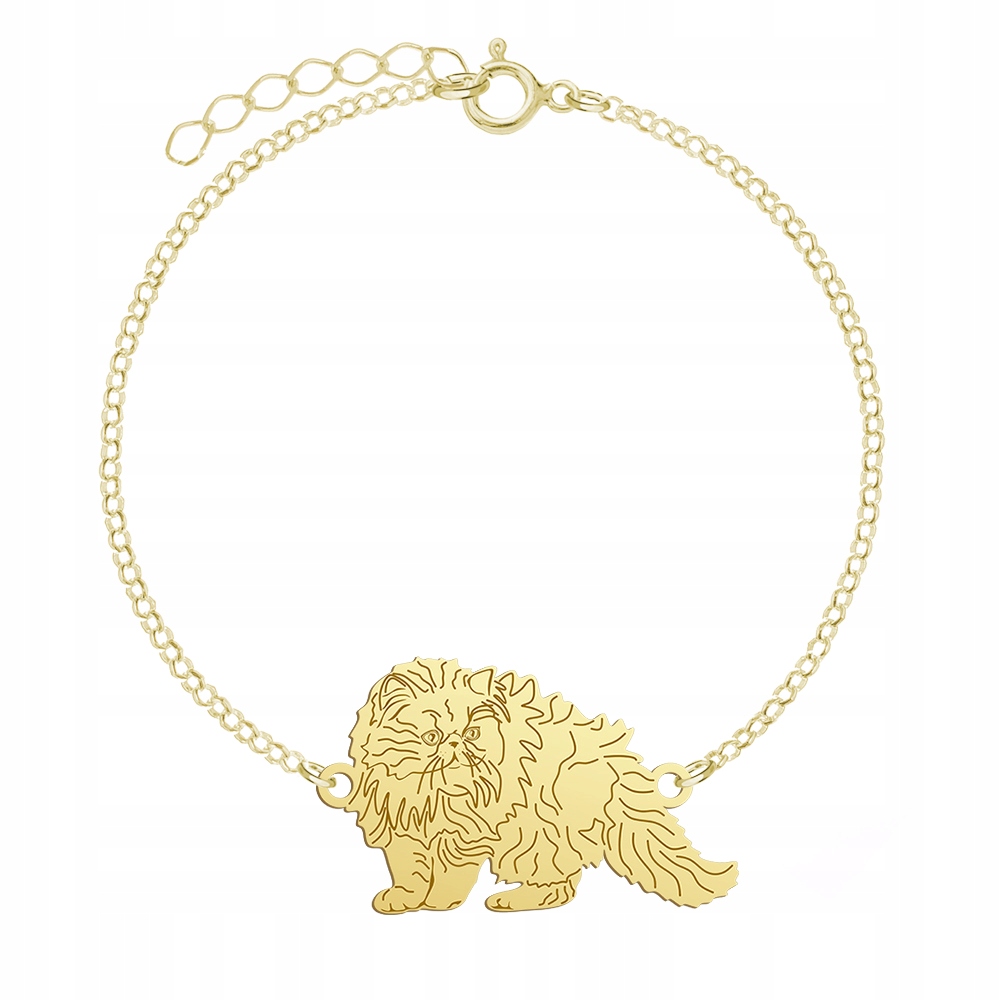 Zlatý náramek s perskou kočkou 925 Dárek Žena Šperky Gravírování