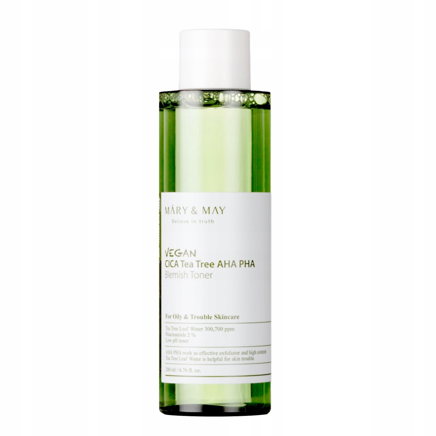 Mary&May Vegan Cica Tea Tree Aha Pha Toner Vegan Tonikum s kyselinami 200 Ml
