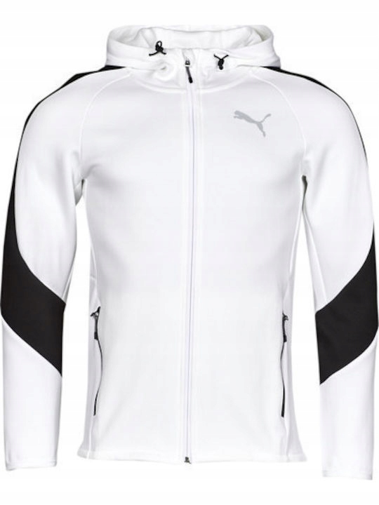 Pánská mikina s kapucí Puma Evostripe Full Zip velikost XXL bílá