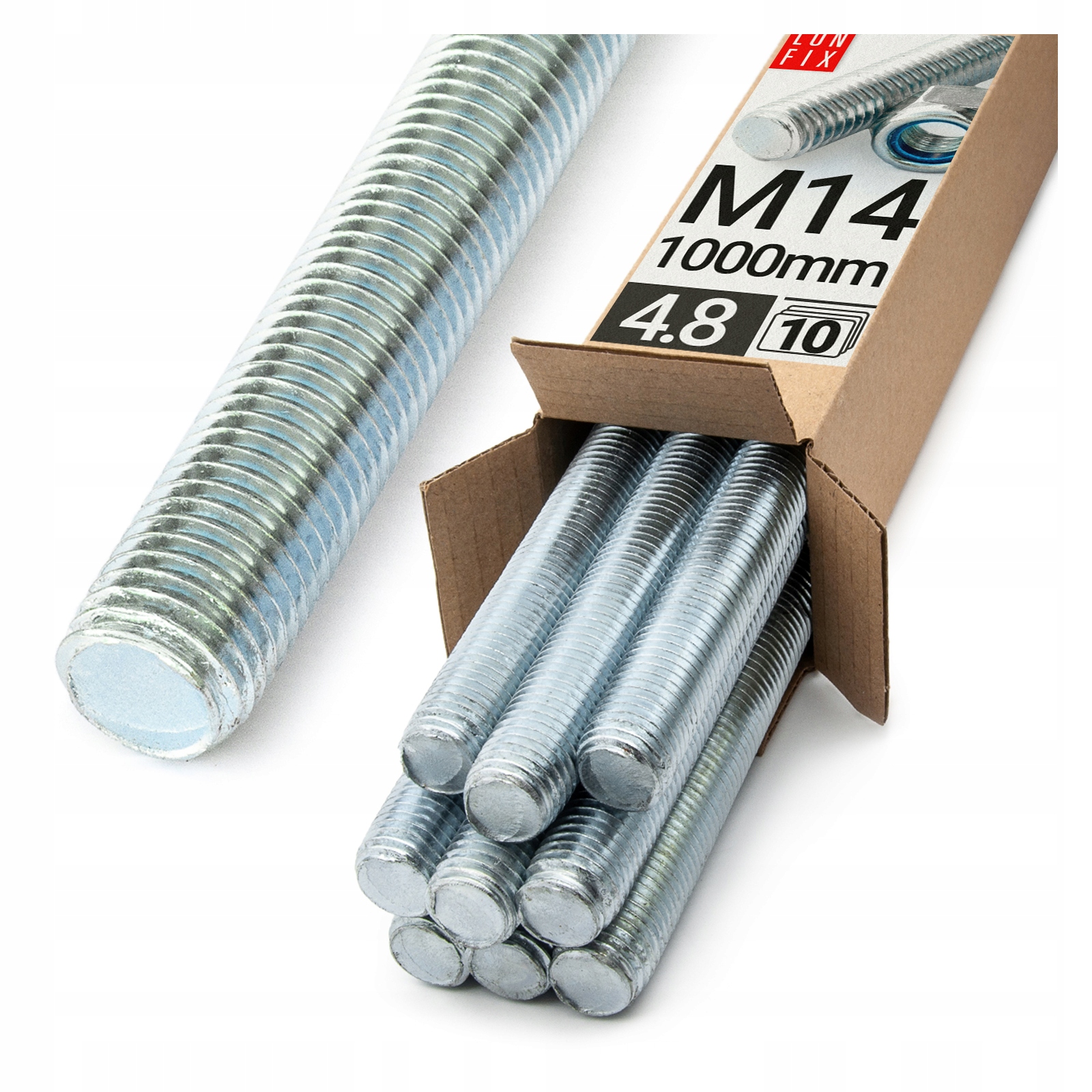 Závitová tyč M14 1 m 1000 mm kl. 4.8 pozink kolík Din 976/975 10 Ks.