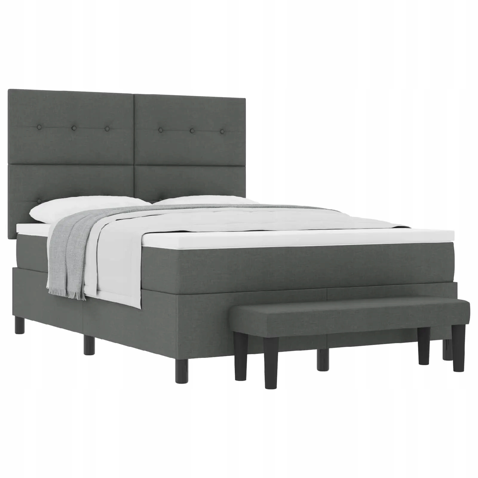 Postel Box Spring s matrací a lavicí, tmavě šedá, 2-3 osoby