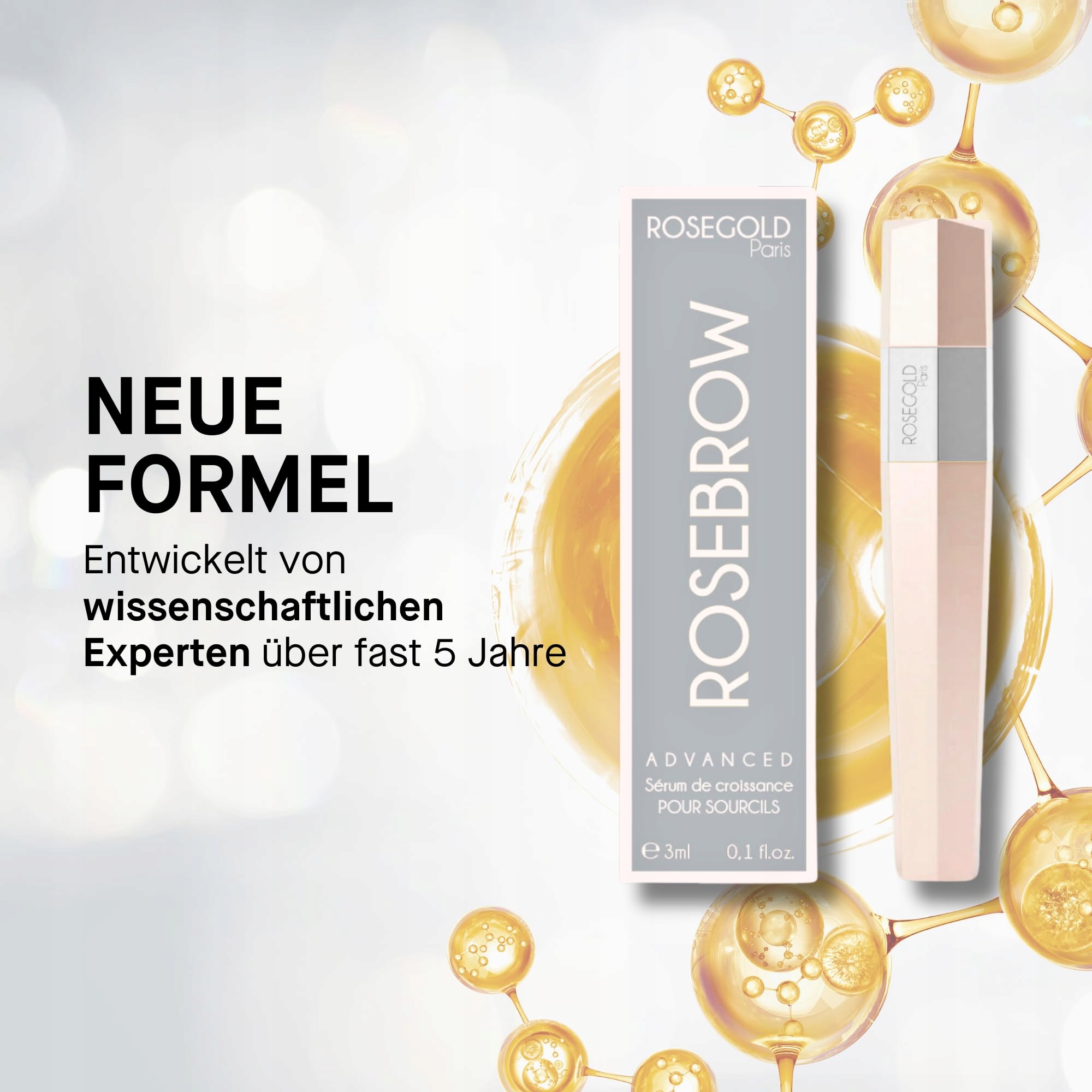 ROSEBROW Serum: Naturalne, Wegańskie, Roségold, Wzrost Brwi, Bez Hormonów — miniatura 3