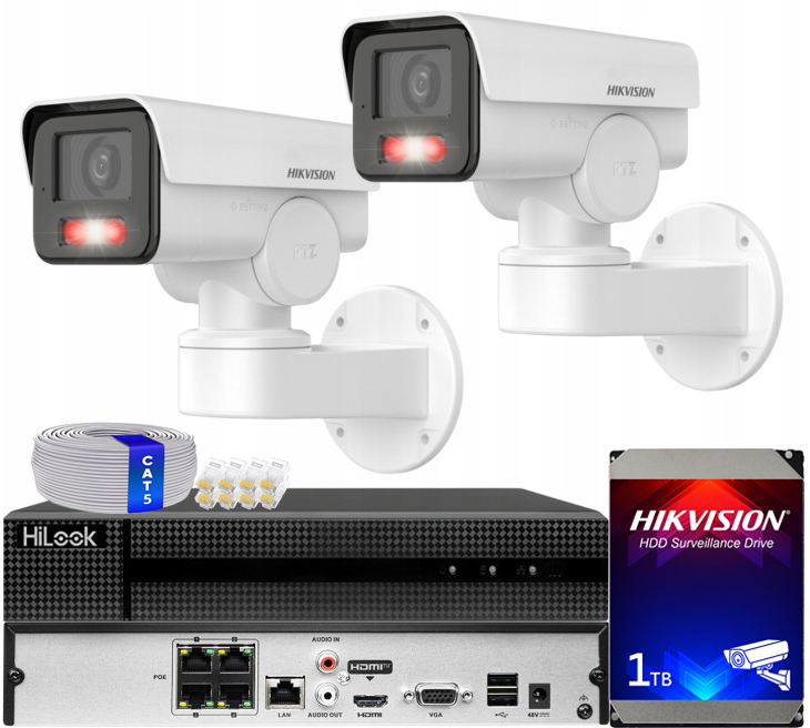 Sada na monitorovanie 2 Ip kamier 4MPX DS-2CD1A43G0-IZU Otočná Hikvision 1TB