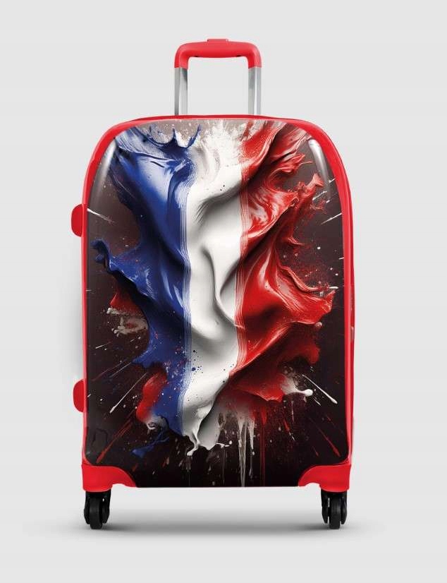 Kufr s grafikou vlajky Francie, personalizované Tsa kolečka 360° r.M