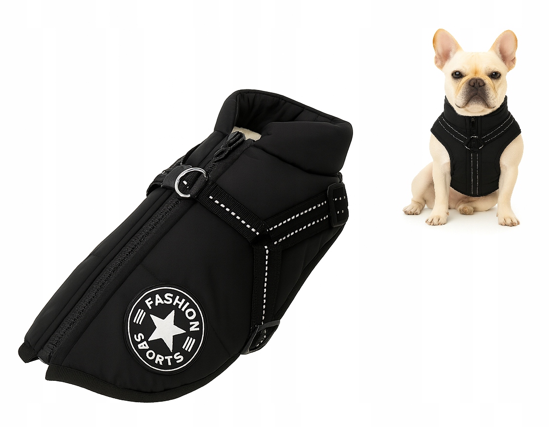 Levně Zimní oblečení Bunda pro psa na zimu černá s ramenními popruhy Velikost 2XL XXL