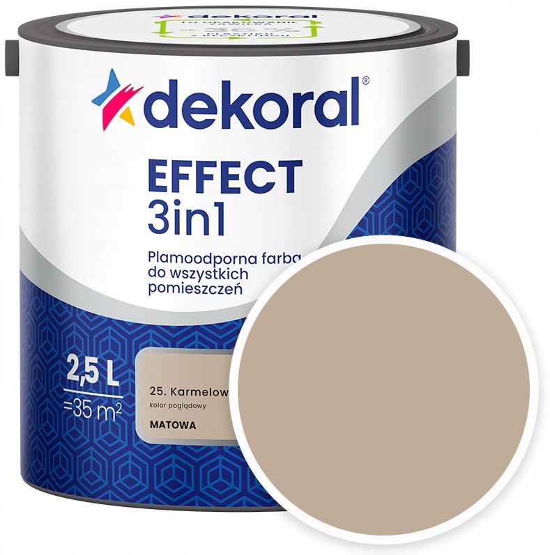 Dekoral Effect 3W1 Plamoodporna Farba Do Ścian Karmelowy 25 5L
