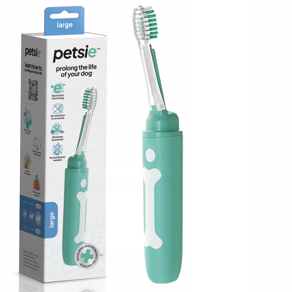 Szczoteczka do zębów dla psa Petsie dla dużych psów od 20kg wymienna