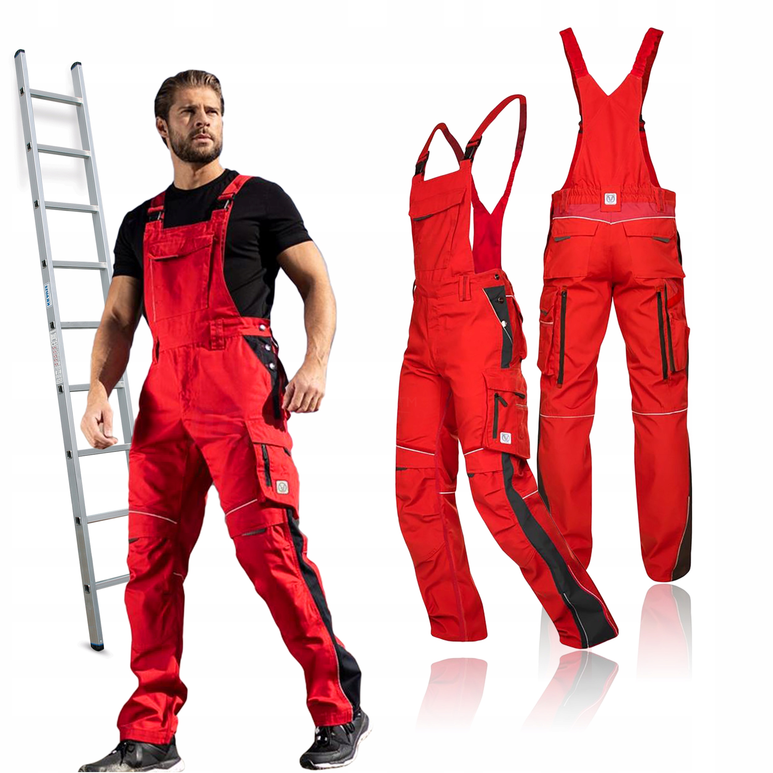 Ogrodniczki Robocze Spodnie Męskie Czerwone Wzmocnione Bhp Ardon Urban+ 52