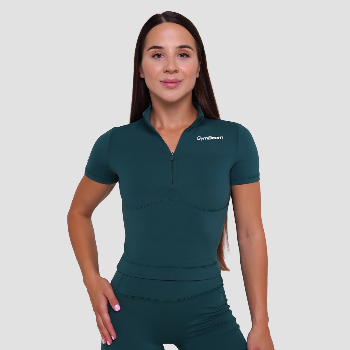 GymBeam Damska koszulka Ignite Cropped Dark Green S