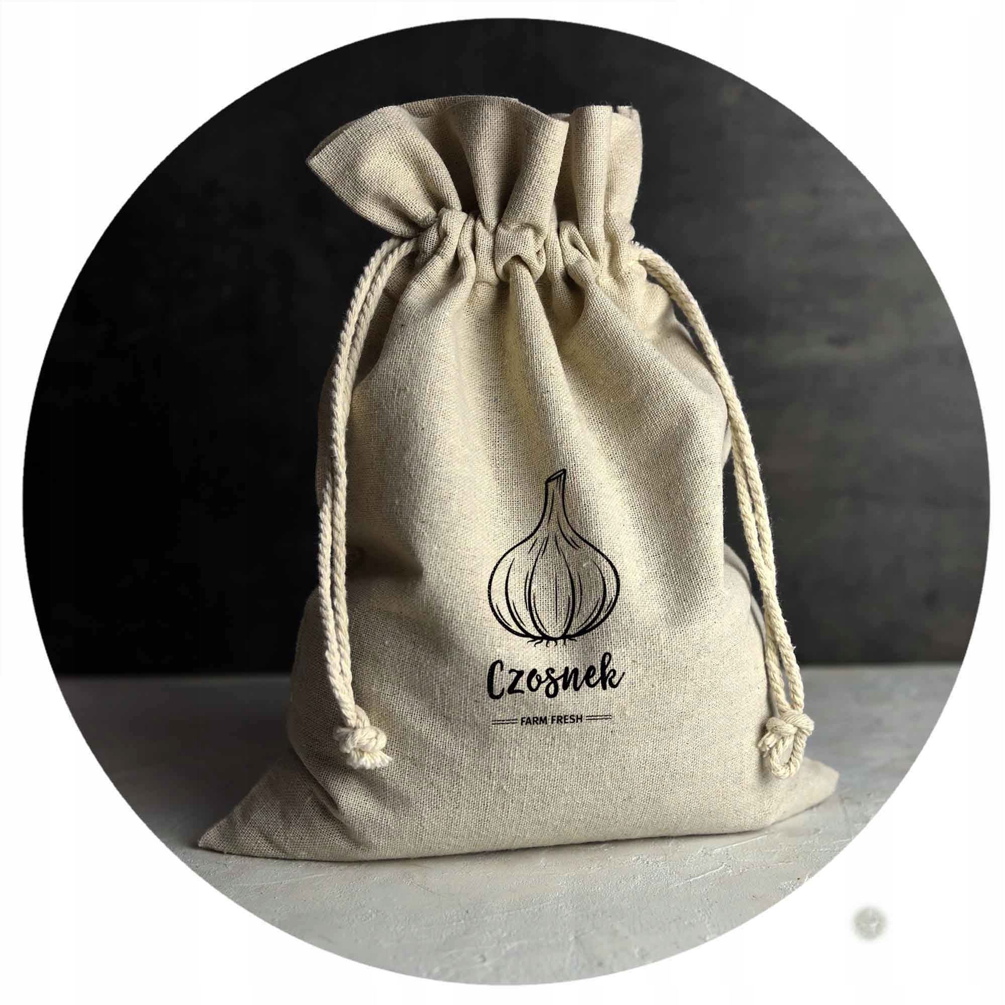 

Worek A La Lniany 22x30 na Czosnek nadruk Eko