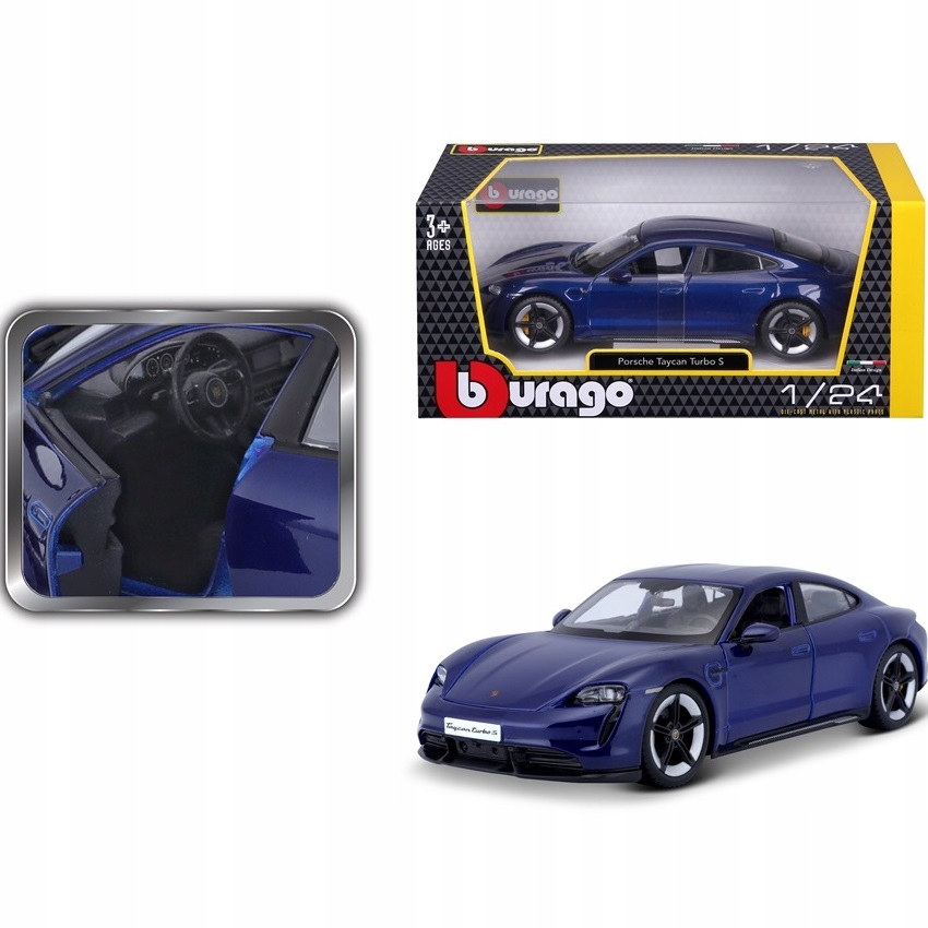 Porsche Taycan Turbo S BLUE 1:24 Bburago 18-21098 Baterie zabawki dla dziecka