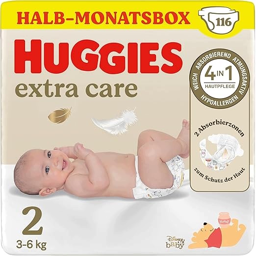 Huggies Pieluchy pampersy dla noworodków R.2 116 pieluszek (2 x 58)