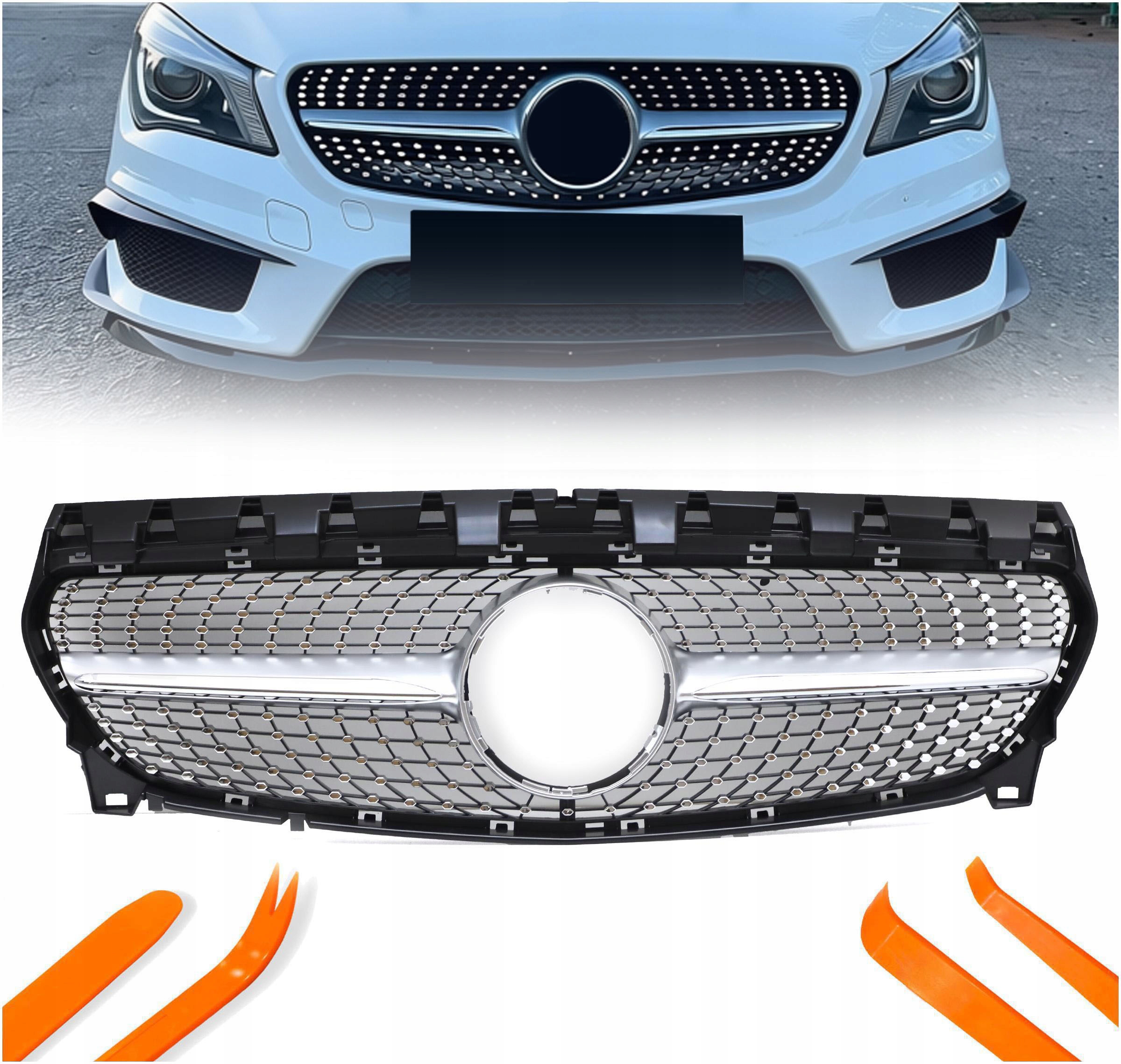 Atrapa Grill Mercedes Cla W117 Stříbrný Diamond 2013-2019