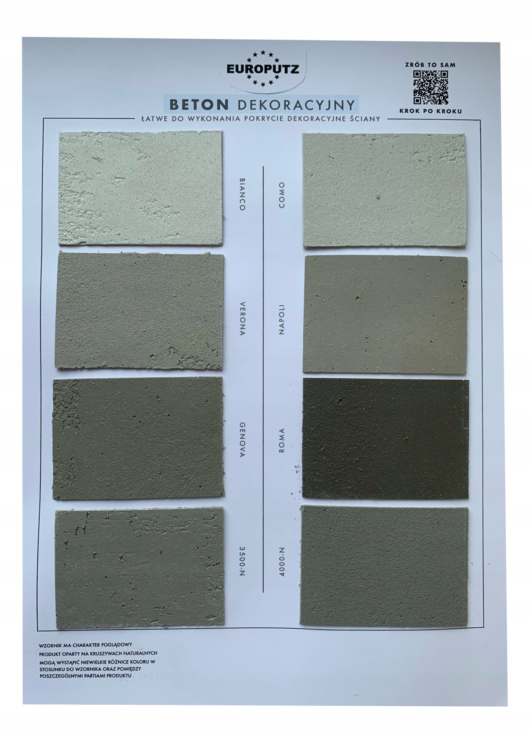 BETON ARCHITEKTONICZNY - WZORNIK KOLORÓW- EUROPUTZ