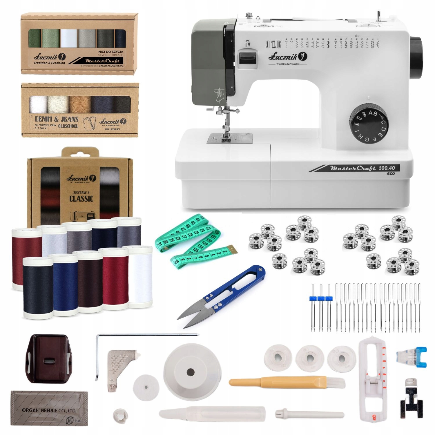 Maszyna do szycia Łucznik Master Craft 100.40 Eco zestaw startowy 40 el