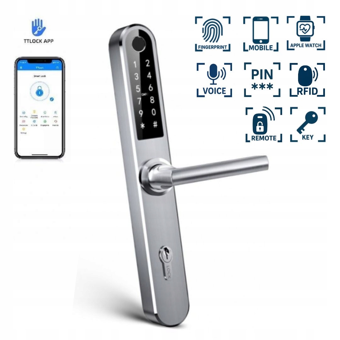 Klamka BOT Smart TTLock H1 72 mm srebrna