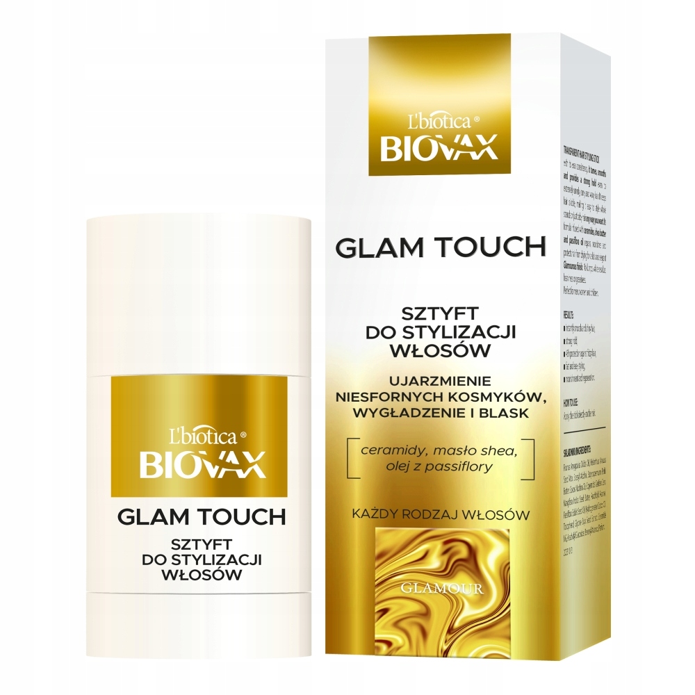 BIOVAX Glamour Glam Touch sztyft do włosów wygładzający odżywka 25g