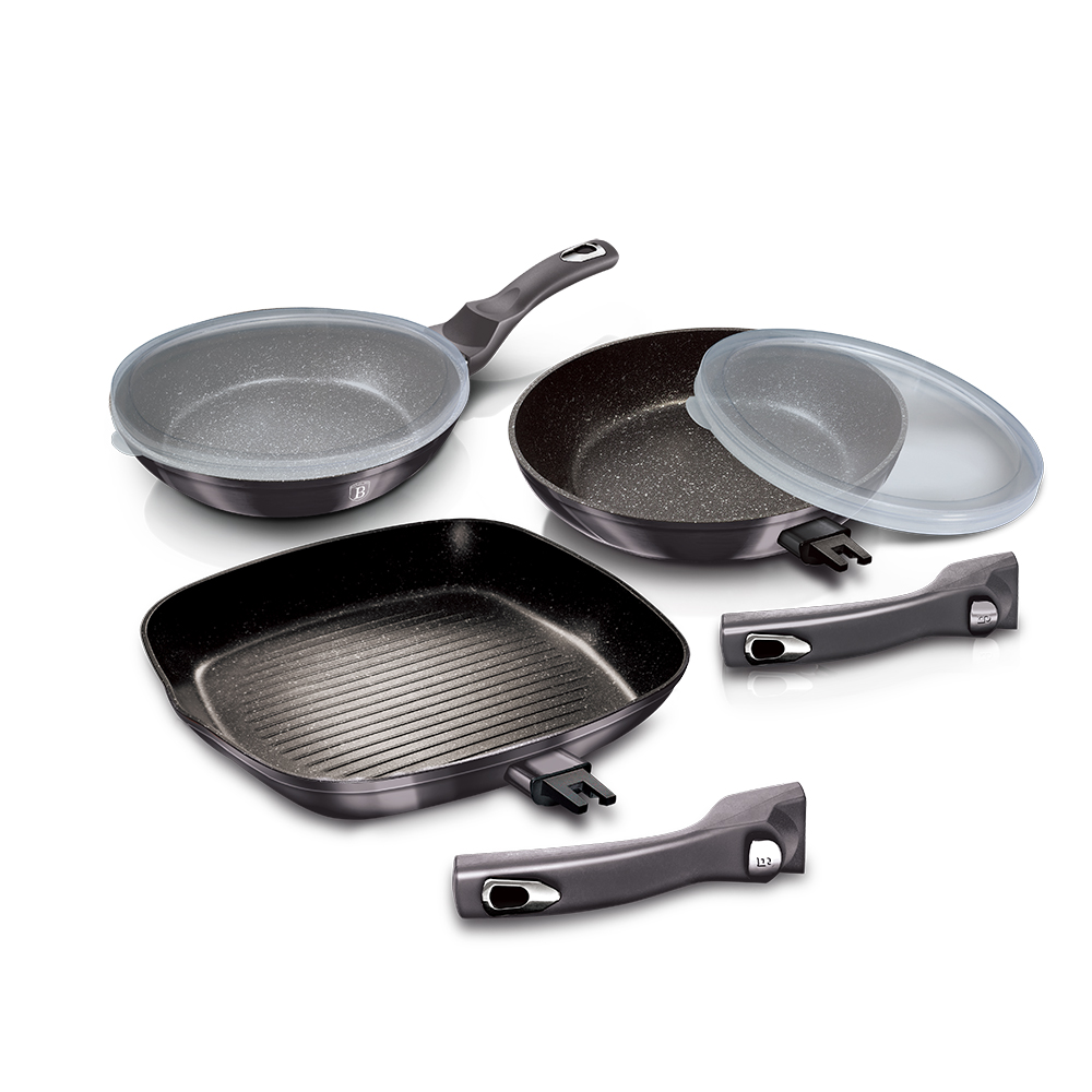 ZESTAW 3 PATELNI GRANITOWYCH BERLINGERHAUS CARBON