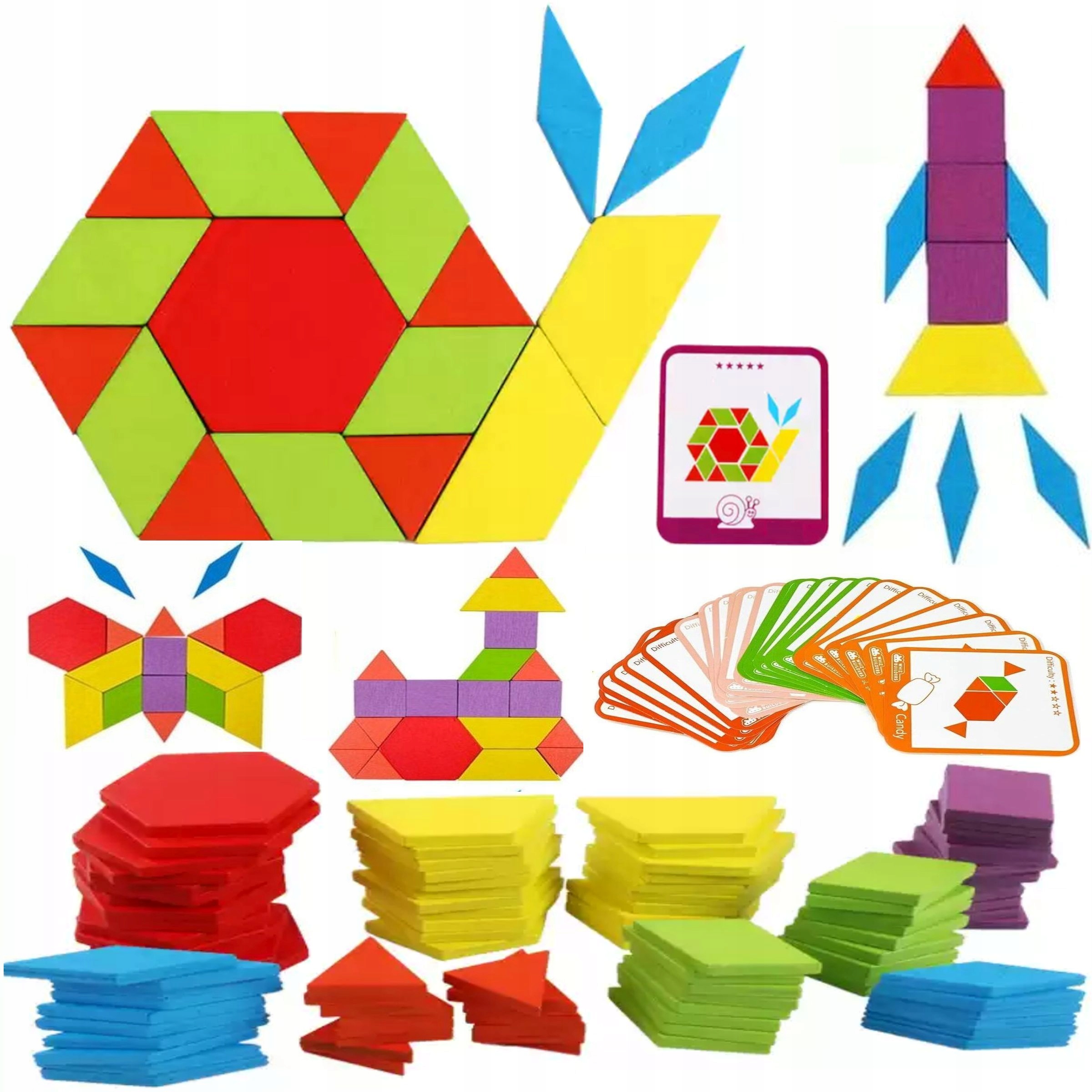

Drewniane Klocki Układanka Puzzle Montessori 155el