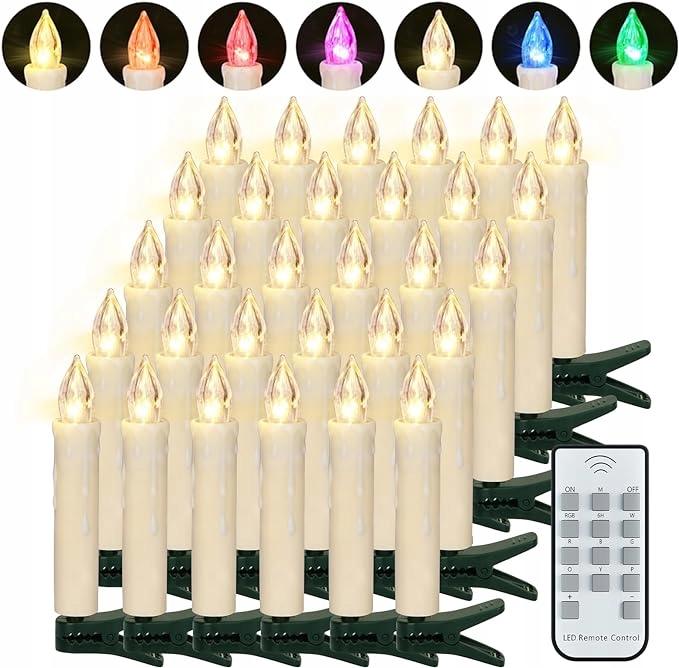 Freepower Bezprzewodowe Świeczki Na Choinkę Ozdobne 30 Sztuk