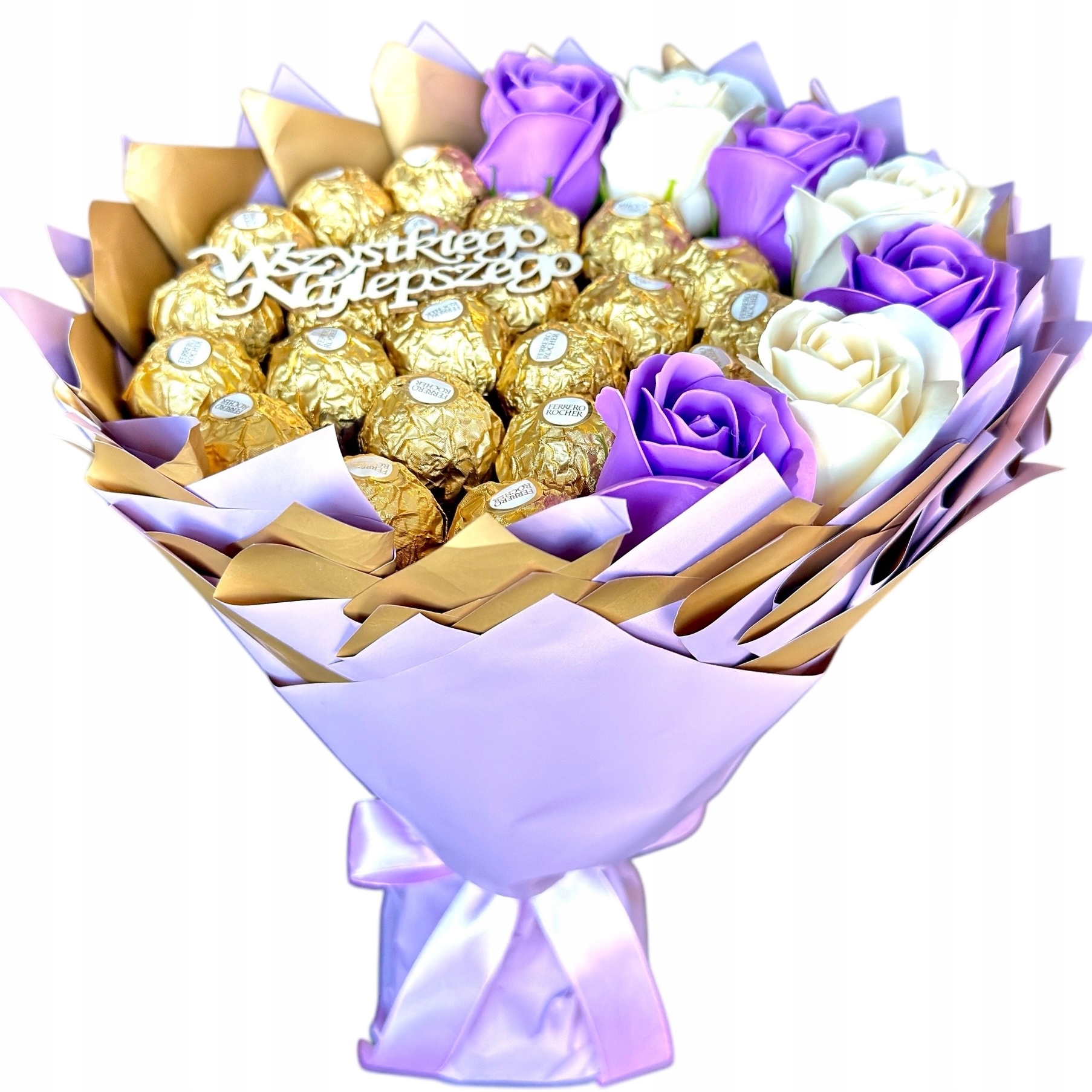 Słodki Bukiet Ferrero Rocher dla Babci Matki Córki Cioci napis