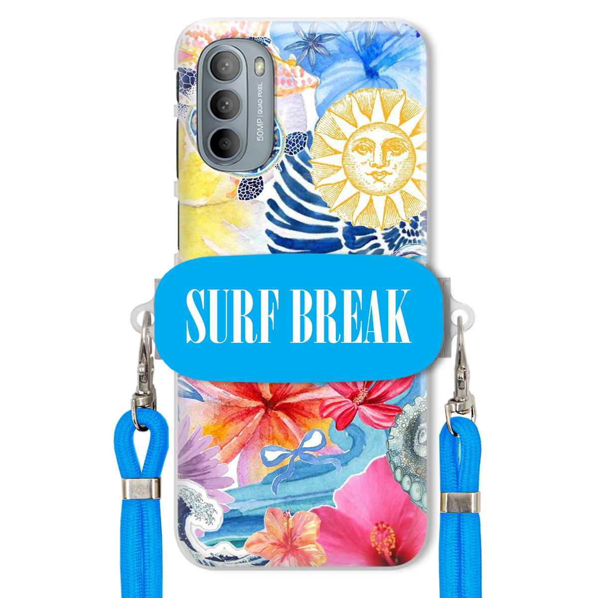 Puzdro na Motorola G31 4G Crossbody vodítko modré držiak Surf Break Lata