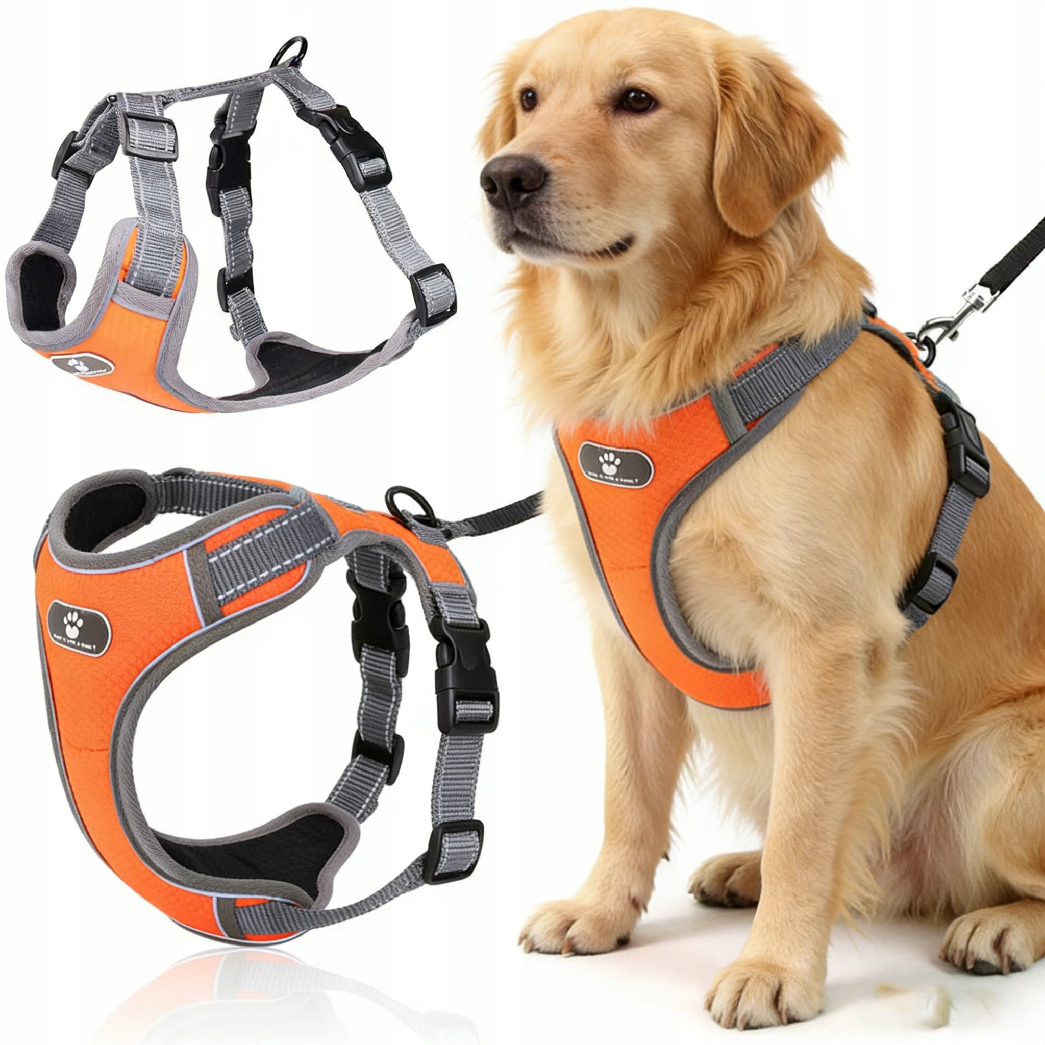 Levně Postroj pro mazlíčky s vodítkem, nastavitelný, netahá, beztlakový postroj pro psy a kočky vodítko