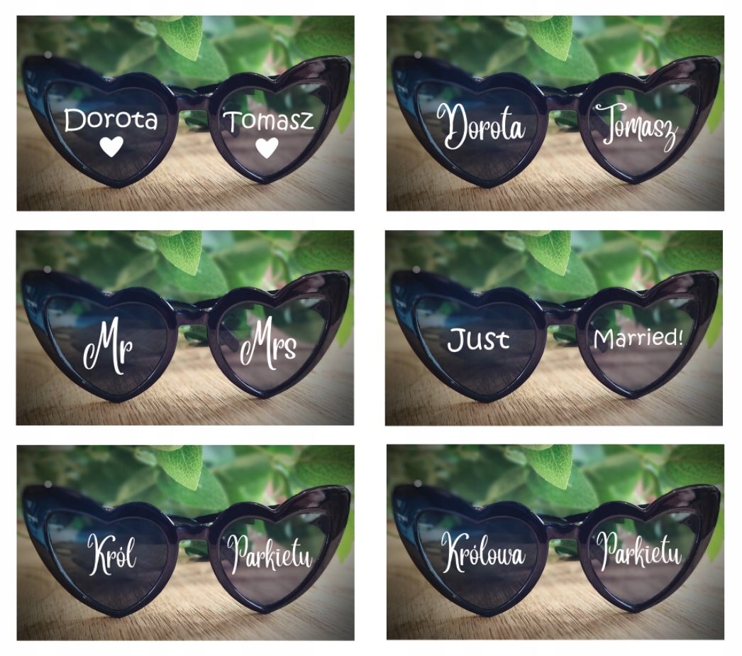 Naklejki na okulary serca wesele panieński zestaw Kod producenta NAK-01