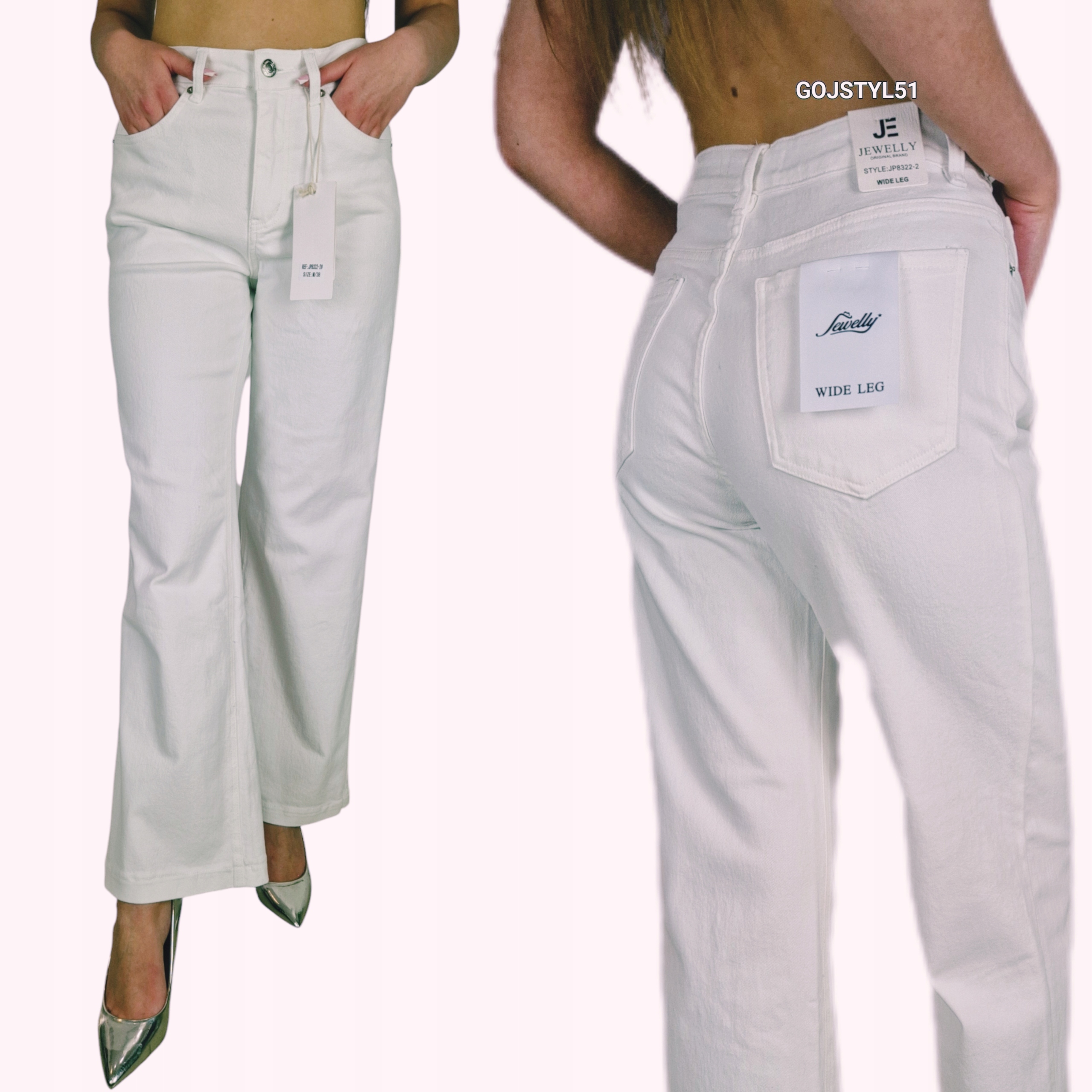 Dámské kalhoty Klasické džíny, bílé