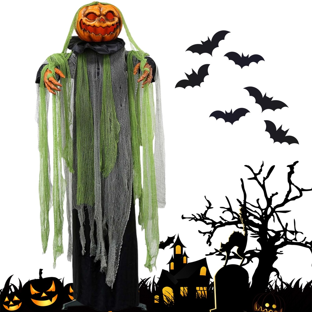 Halloweenská dekorace Dýně se zvukem a světlem, strašidlo na Halloween