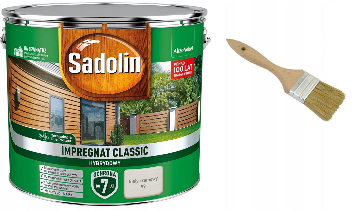 

Sadolin Classic impregnat biały kremowy 9l +pędzel