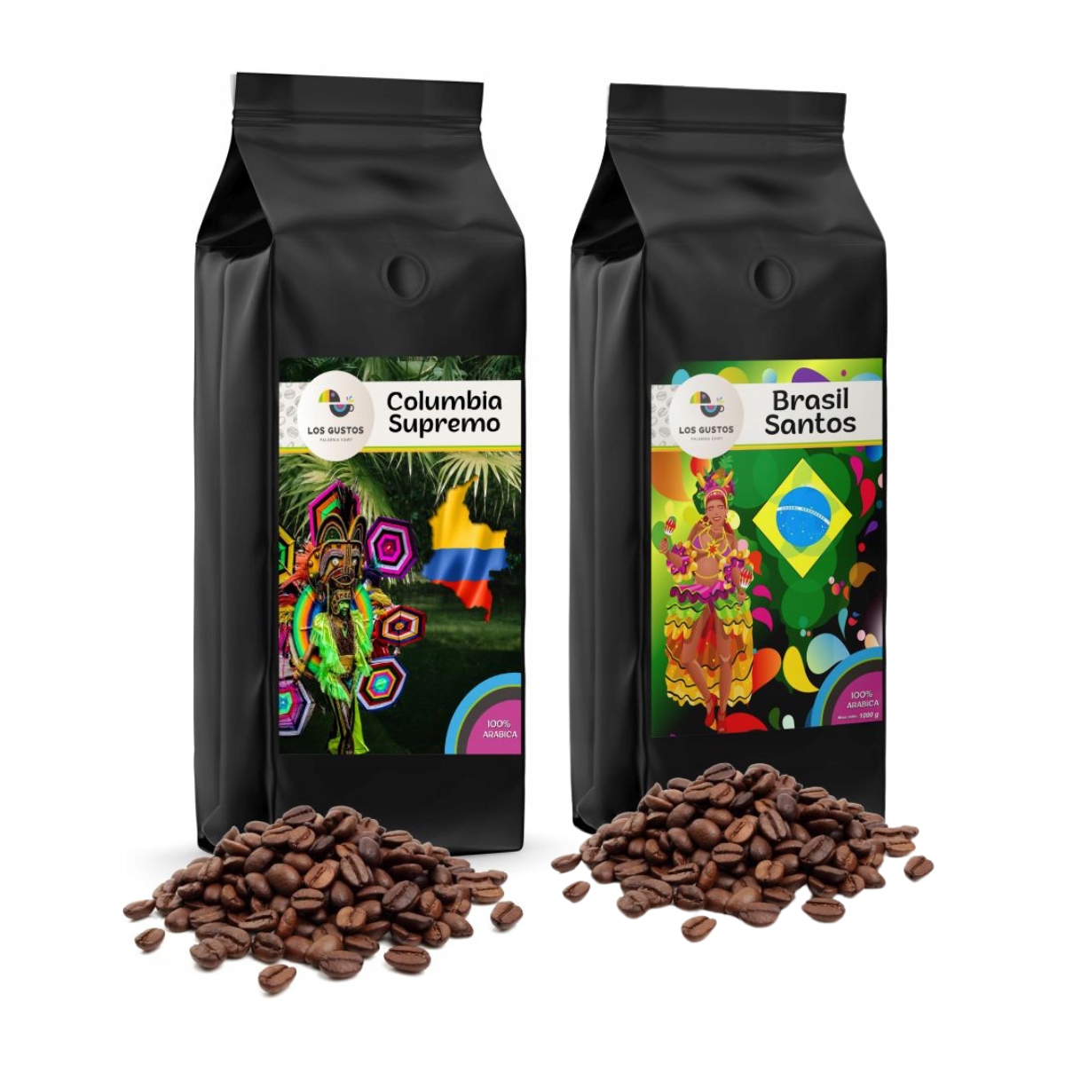 Zrnková Káva Brasil Santos 1 kg Columbia Supremo 1 kg Čerstvě pražená