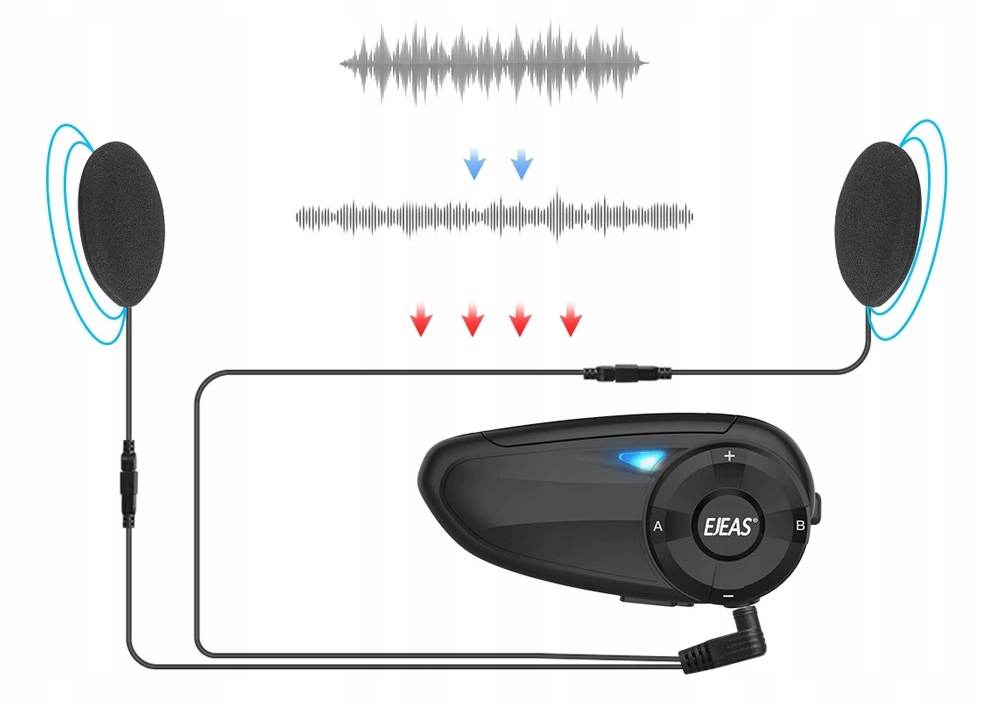 INTERKOM MOTOCYKL EJEAS Q7 800M BT RADIO FM 7 OSOB Typ mikrofonu hybrydowy