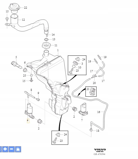 Volvo XC60 V60 V60CC pumpa ostřikovačů