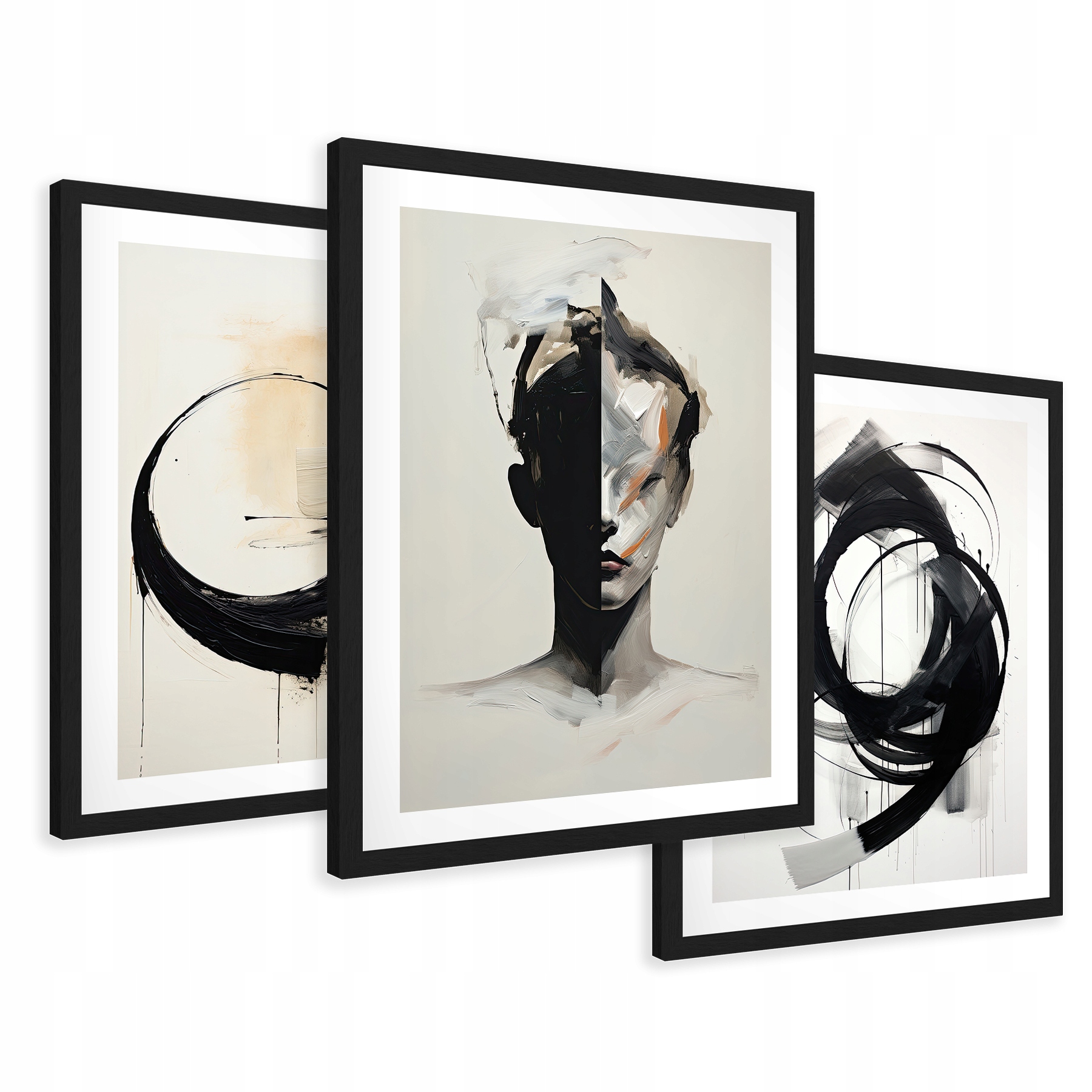 Zestaw Obrazy w ramie plakaty loft abstrakcja industrialny tryptyk 43x99