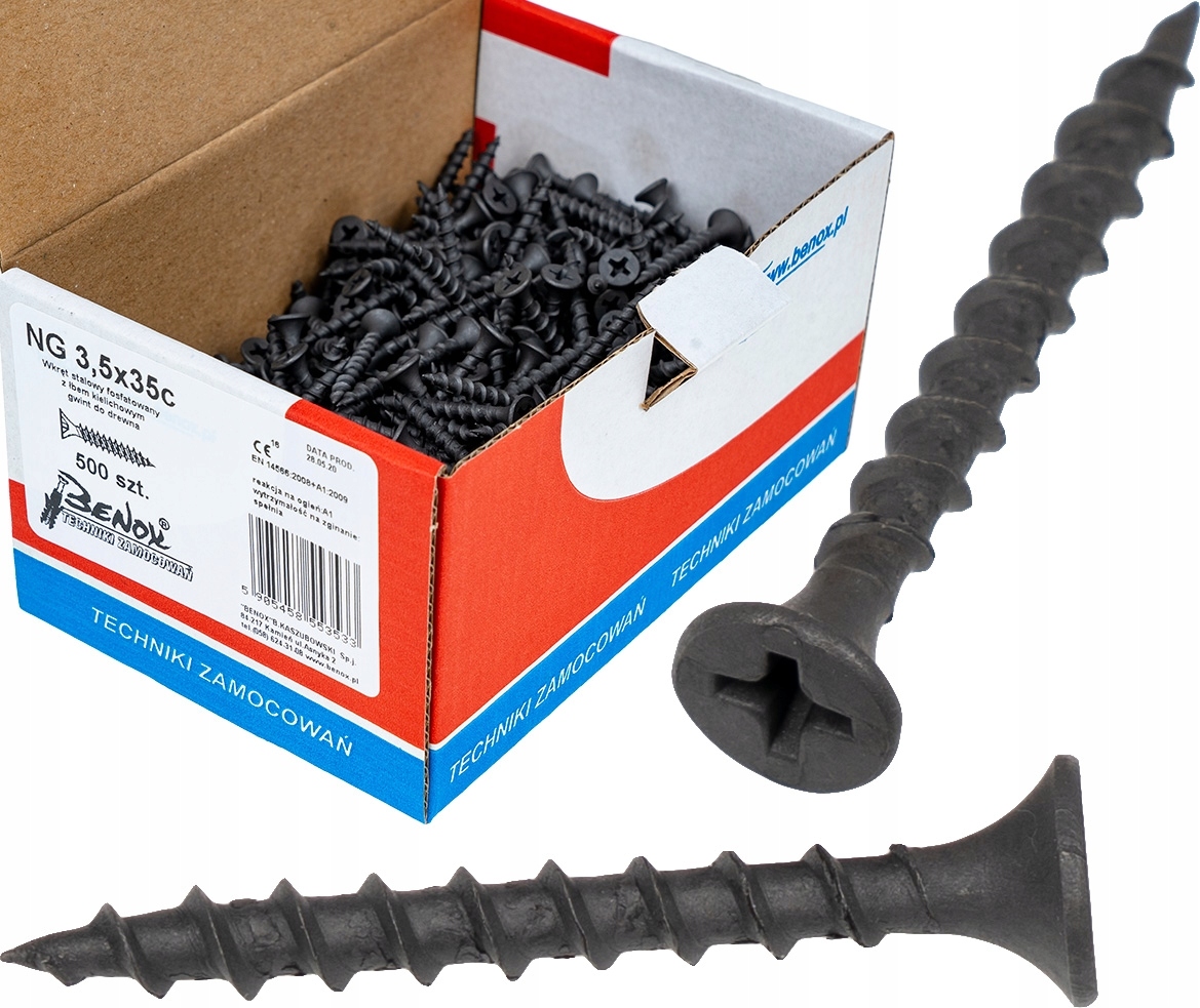

Wkręty czarne płyt gk karton gips/drewn 3,5x35 500
