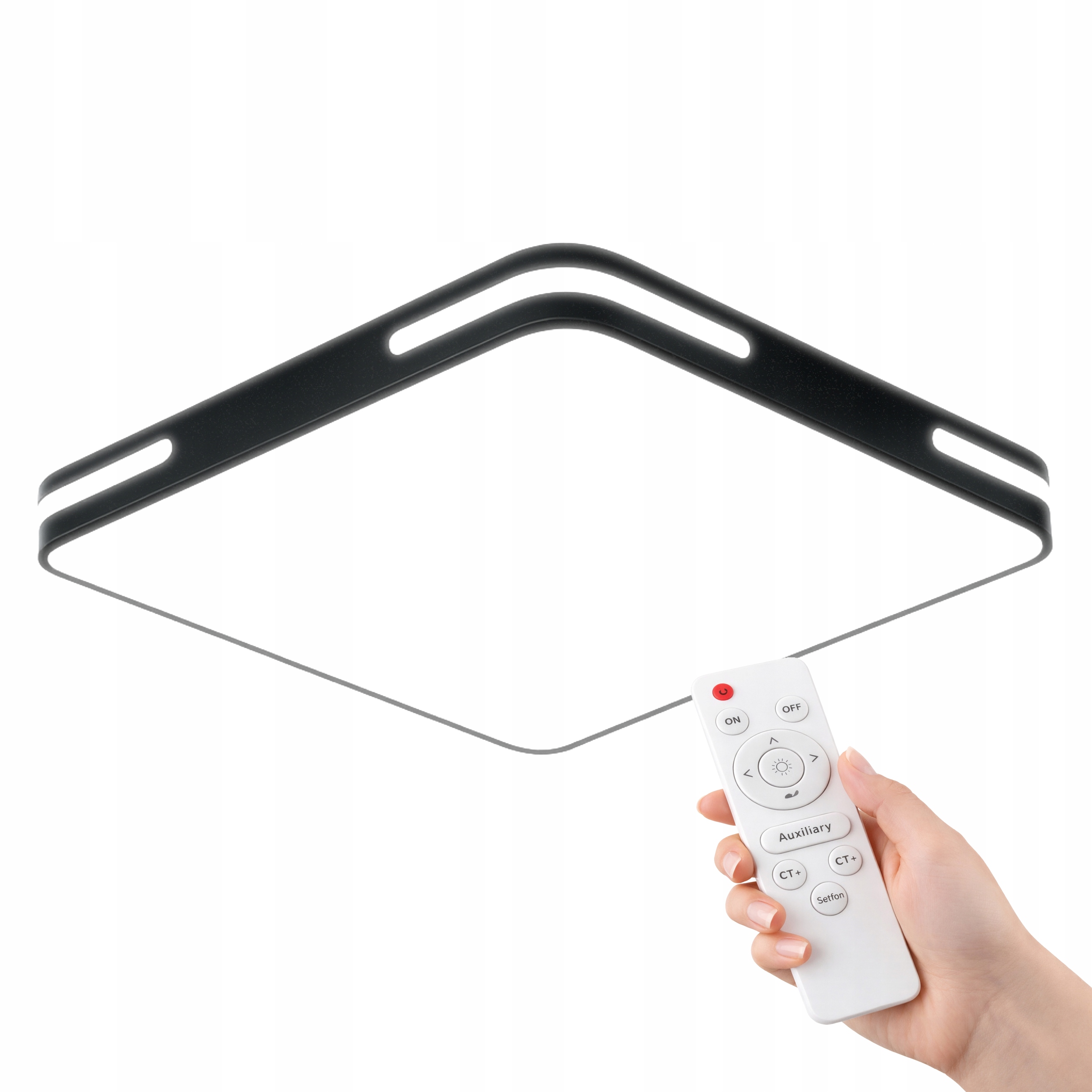 Stropní Svítidlo Stropní Svítidlo Led Lustr Černá Čtvercová S Dálkovým Ovládáním, Variabilní, 50 CM