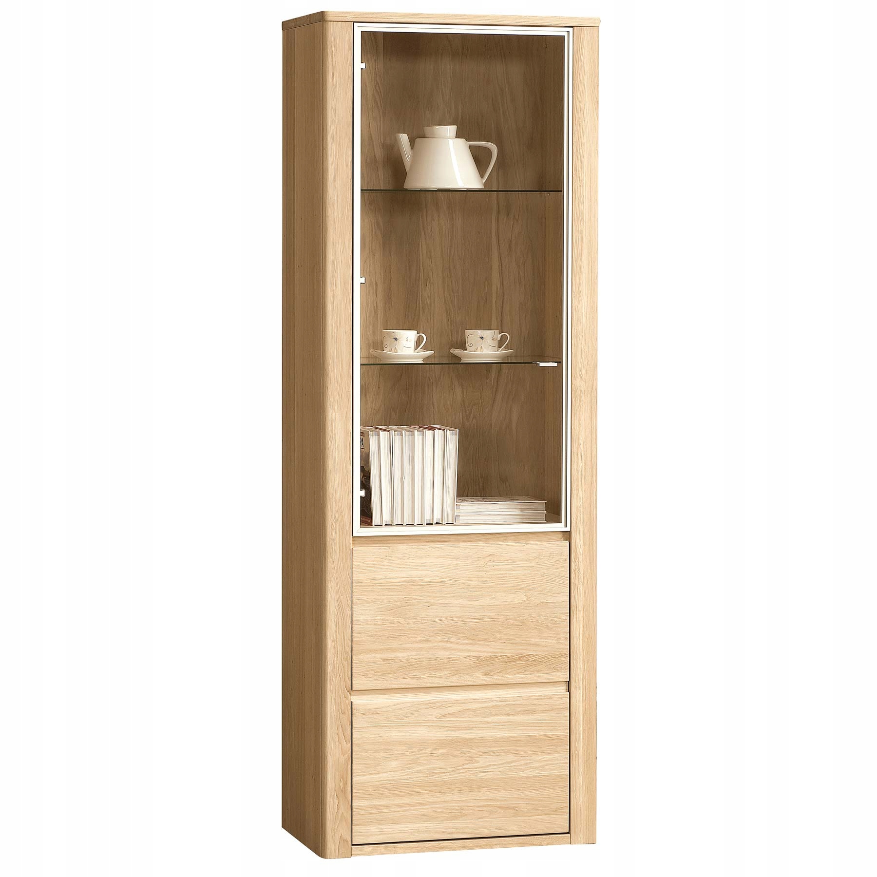 Wąska Drewniana Witryna Słupek Dąb Bianco 69x200