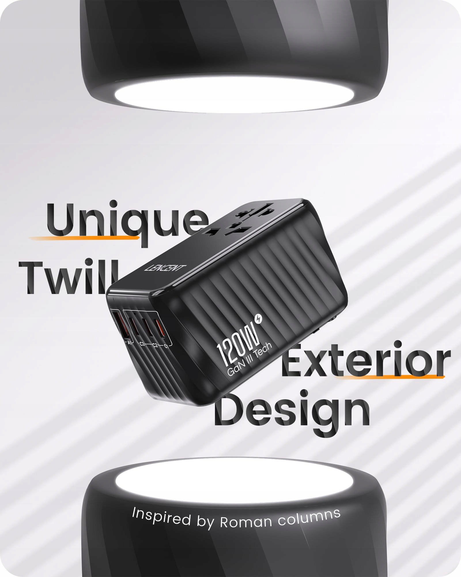 LENCENT Adapter Podróżny 120W GaN3 USB C PD3.0 QC EU USA UK AU — miniatura 4