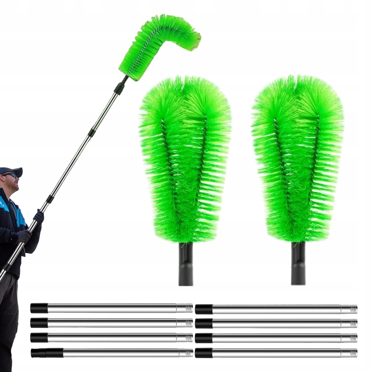 Levně Kartáč Na Čištění Střechy A Prach S Teleskopickou Tyčí 3 M 2 Kartáče