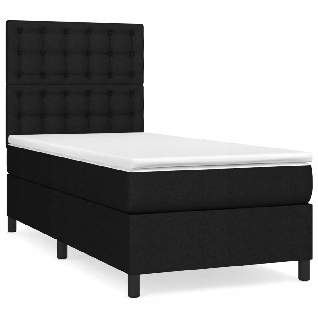 Černá kontinentální postel 203x100x118/128 cm s matrací 100x200x20 cm