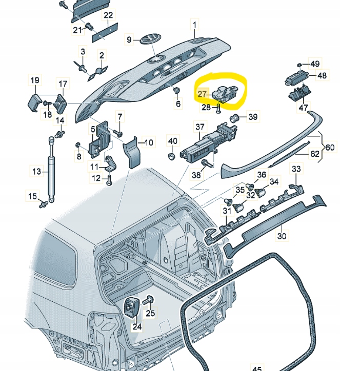 1T0827505J - ЗАМОК БАГАЖНИКА ЗАДНИЙ / VW TOURAN 1T3 2010-