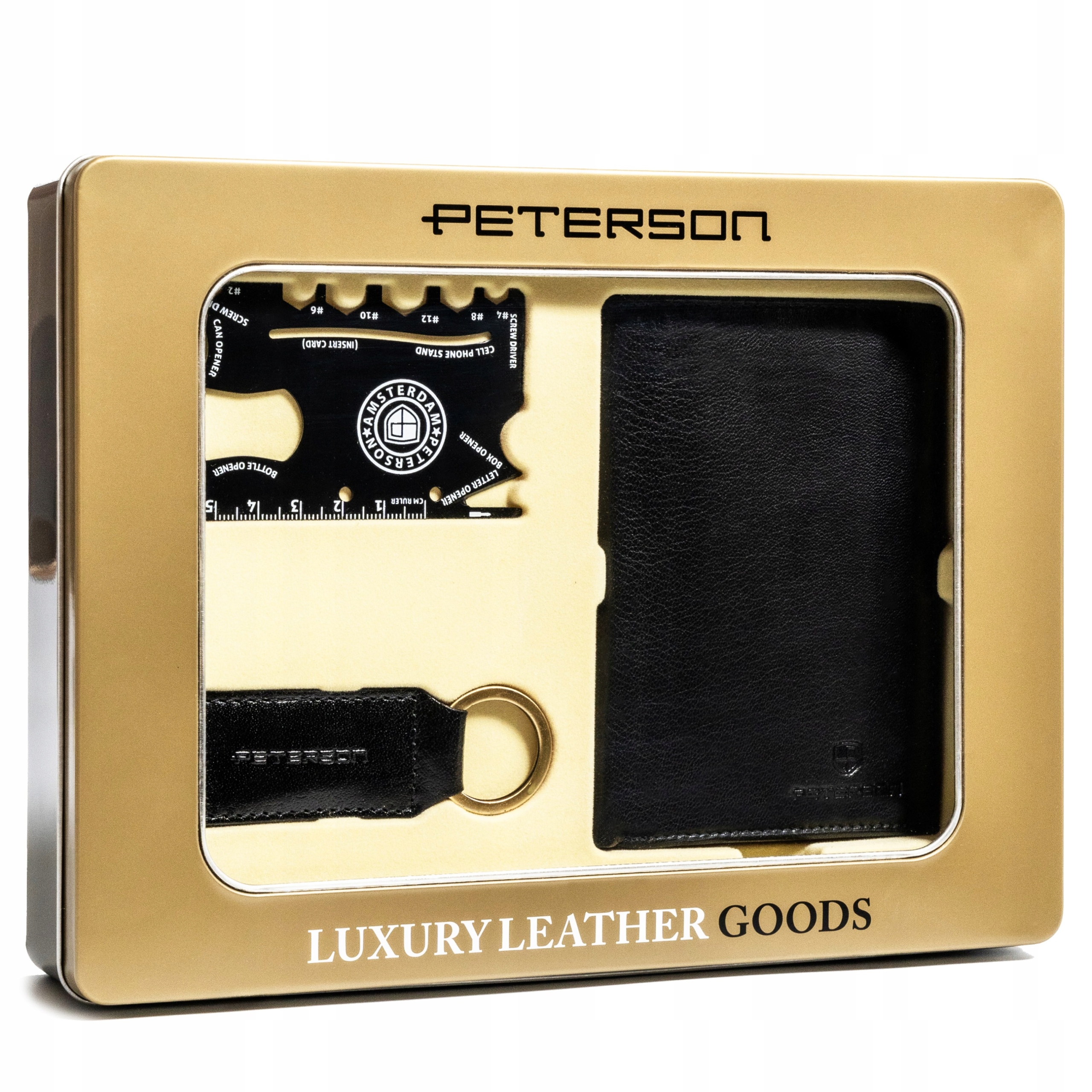 Portfel męski zestaw skórzany z Rfid Peterson skóra naturalna