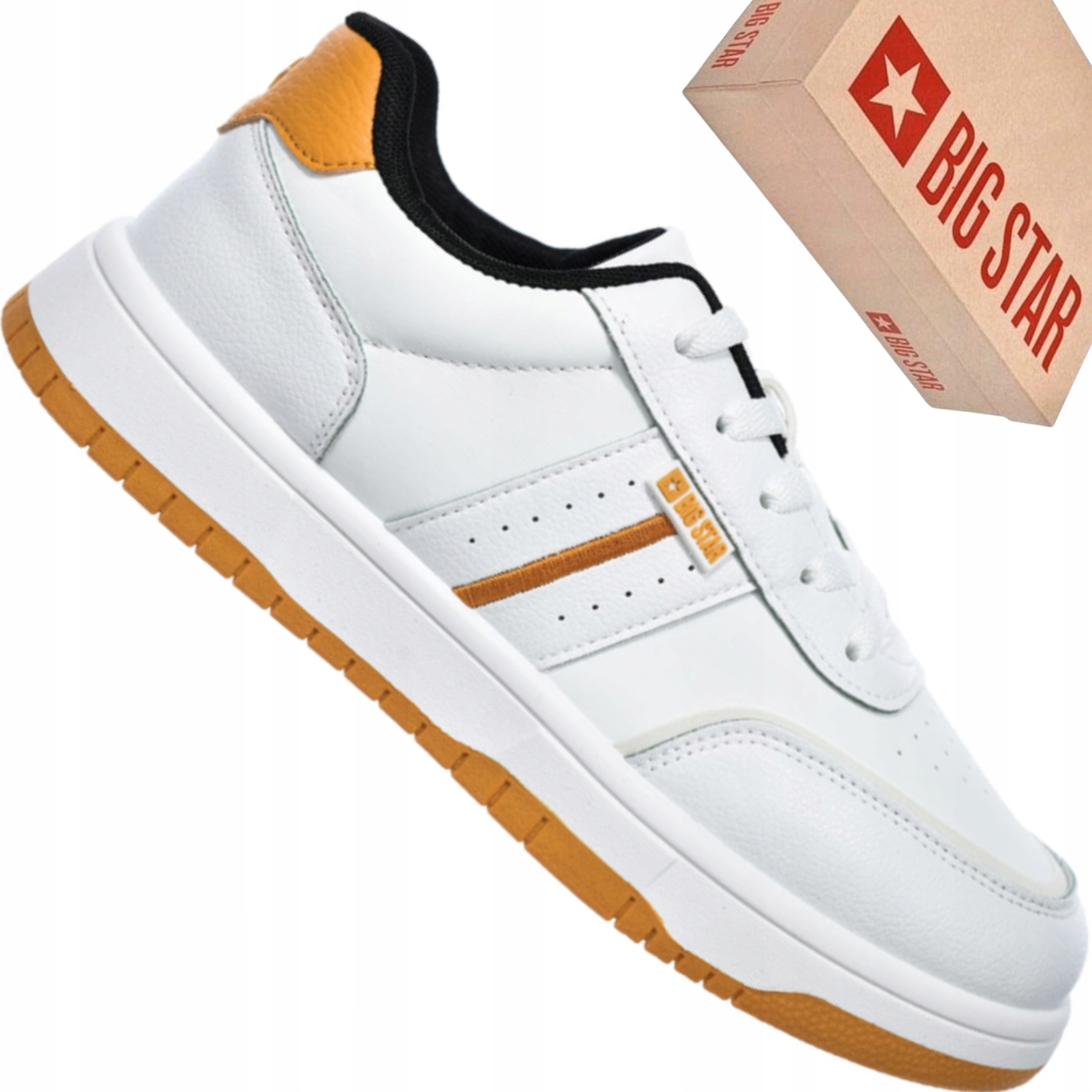 Sneakersy męskie Big Star RR174264 białe z miodowymi wstawkami